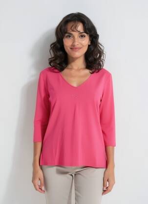 Top stretch manches longues rose GEVANA femme