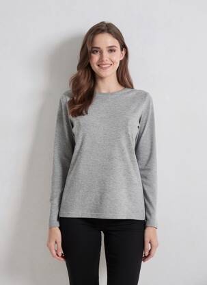Pull tissage chiné manches longues gris GEVANA femme