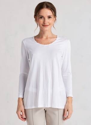 Top tissage jersey manches longues blanc GELCO femme