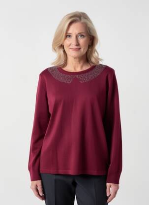 Top stretch manches longues rouge GEVANA femme