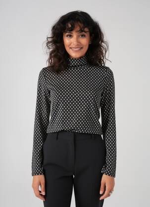 Top imprimé fantaisie manches longues noir YEST femme
