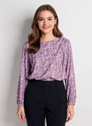 Blouse imprimé fleurs manches longues violet GEVANA femme