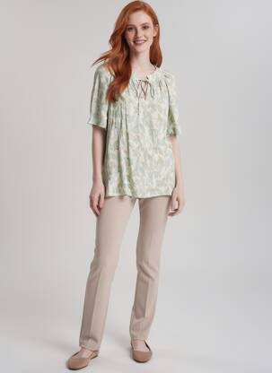Top tissage crêpe manches courtes vert YEST femme