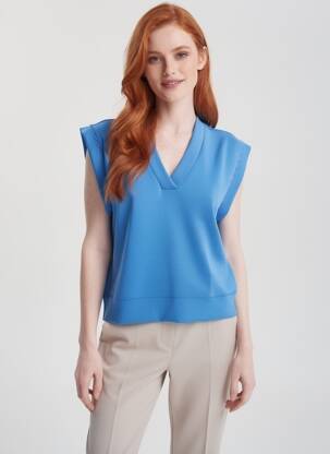 Top stretch manches courtes bleu YEST femme