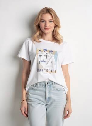 T-shirt imprimé fantaisie manches courtes blanc ESQUALO femme