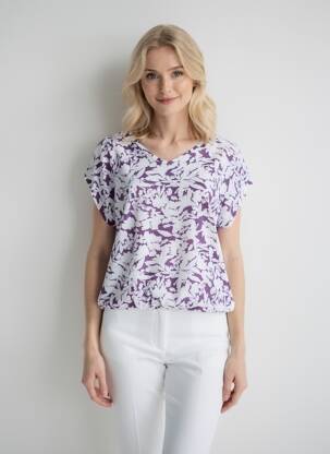 Top imprimé fantaisie manches courtes violet YEST femme