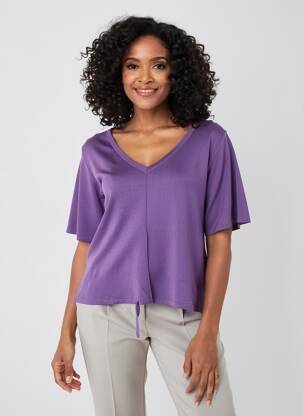 Top col v manches 3/4 violet YEST femme