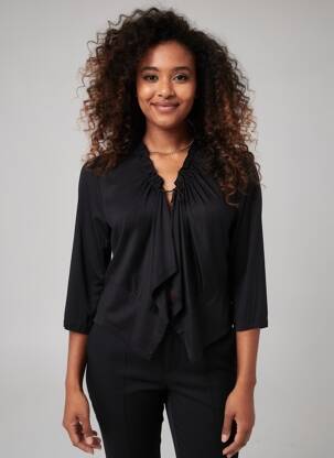 Top col v manches longues noir 3322 femme