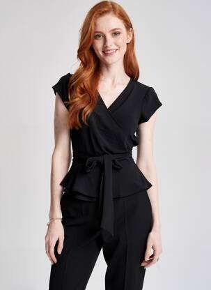 Top manches courtes manches courtes noir GEVANA femme