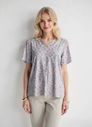 T-shirt imprimé fantaisie manches courtes blanc GEVANA femme