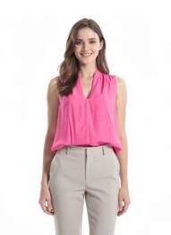 Top coupe cintrée sans manche rose YEST femme