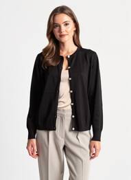 Gilet manches longues resserrée sur le bas noir FINETTE femme