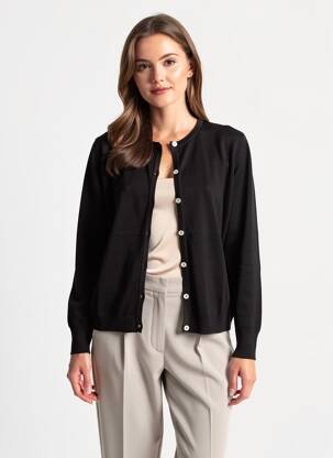 Gilet manches longues resserrée sur le bas noir FINETTE femme
