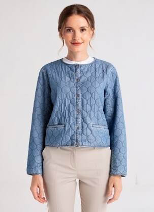 Veste casual col rond bleu YEST femme