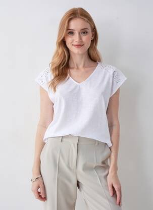 Top manches courtes manches courtes blanc YEST femme