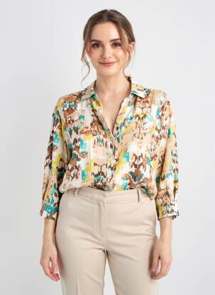 Chemisier tissage crêpe manches 3/4 beige YEST femme