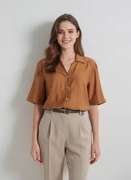 Chemisier manches courtes manches courtes marron YEST femme
