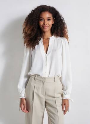 Chemisier tissage crêpe manches longues blanc DIVILUNE femme
