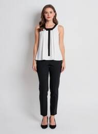 Top coupe fluide sans manche beige GEVANA femme