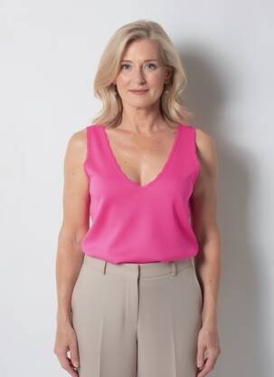 Top tissage jersey sans manche rose YEST femme