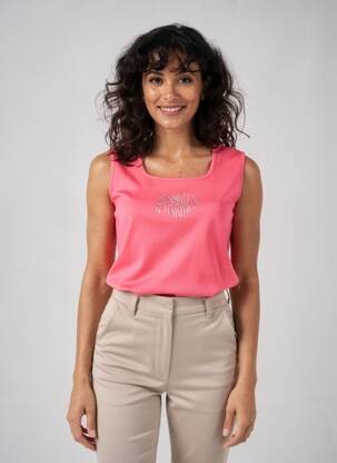 Débardeur stretch sans manche rose GEVANA femme