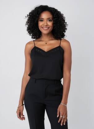 Top manches bretelles ajustables fines bretelles noir Y'COO femme