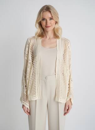 Gilet manches longues coupe cintrée beige YEST femme