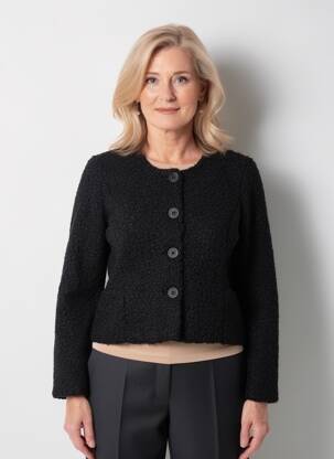 Veste casual col rond noir GEVANA femme