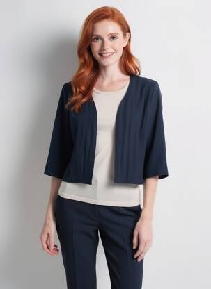 Boléro tissage crêpe bleu GEVANA femme