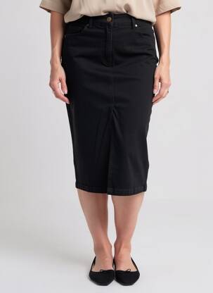 Jupe mi-longue stretch noir YEST femme