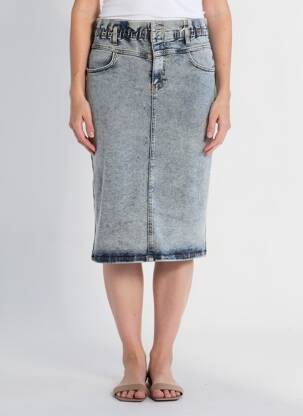 Jupe mi-longue taille normale bleu YEST femme