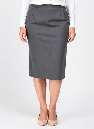 Jupe mi-longue taille normale gris GEVANA femme