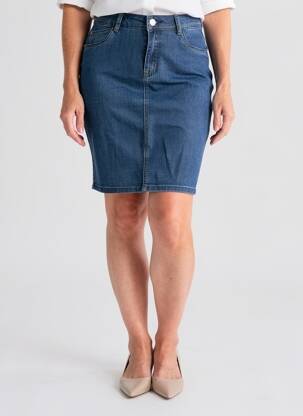 Jupe mi-longue taille normale bleu GEVANA femme