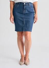 Jupe mi-longue taille normale bleu GEVANA femme