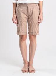 Bermuda tissage popeline taille normale beige GEVANA femme