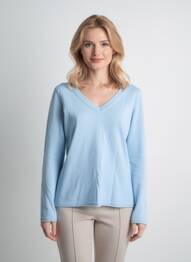 Pull coupe cintrée manches longues bleu TRIPODE femme