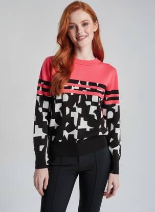 Pull coupe droite manches longues noir JOY OF LIFE femme