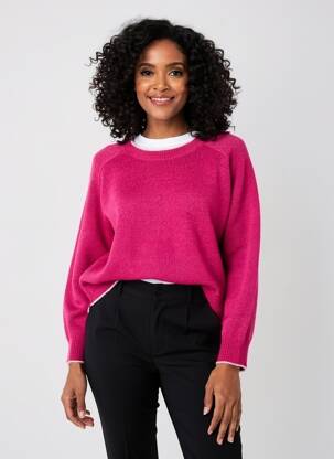Pull coupe droite manches longues rose SIGNE NATURE femme