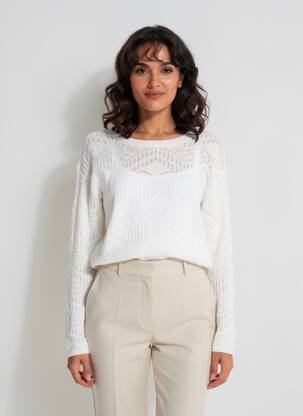 Pull coupe cintrée manches longues blanc C'EST BEAU LA VIE femme