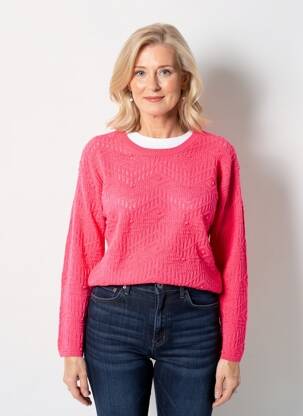 Pull coupe cintrée manches longues rose C'EST BEAU LA VIE femme