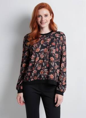 T-shirt imprimé fantaisie manches longues noir GRIFFON femme