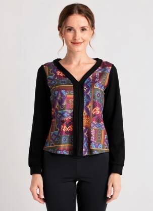 Pull coupe cintrée manches longues noir MALOKA femme