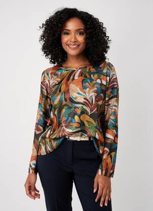 Pull stretch manches longues orange GRIFFON femme