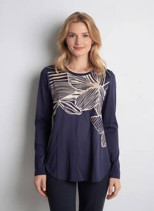T-shirt manches longues manches longues bleu BARBARA LEBEK femme