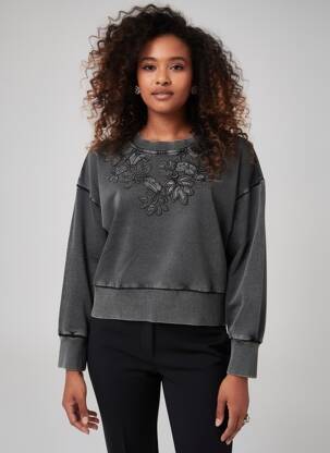 Sweat-shirt manches longues manches longues gris MD'M femme