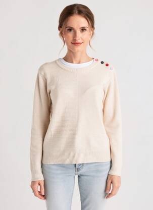 Pull coupe droite manches longues beige MD'M femme
