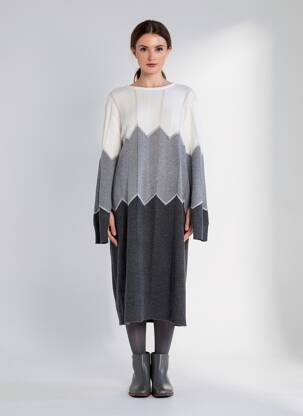 Robe pull coupe droite manches longues gris MICHA femme