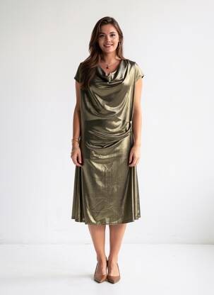 Robe mi-longue manches courtes manches courtes or LE SINGE DE JULIE femme