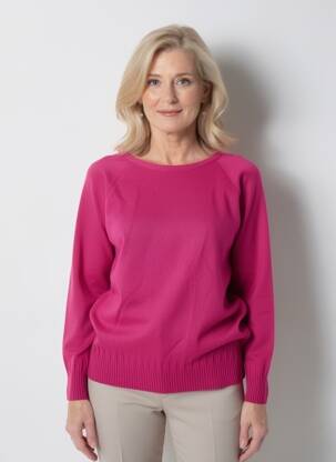 Pull col rond manches longues rose BARBARA LEBEK femme