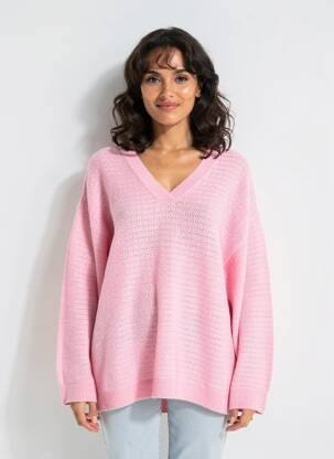 Pull coupe droite manches longues rose CISO femme
